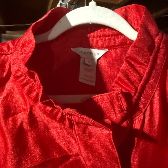 Multiples Vibrant Red Button-Up Jacket - Picture 3 of 8